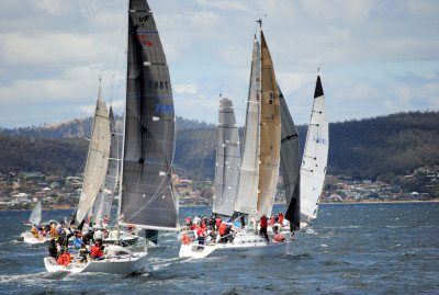Reaching start for Group 1 in yesterday Harbour series long race. Photo Peter Campbell